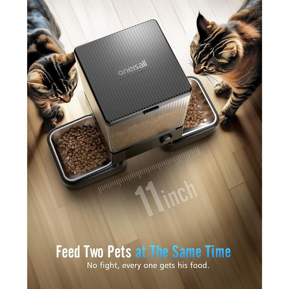 5L/20 Cups Automatic Cat Dog Feeder with 5G Wifi & APP Control, PFD-002 PRO Double Bowl Cat Food Dispenser with 1 Desiccant Bag, Timed Automatic Pet Feeder for 2 Cats/2 Small Dogs - Black