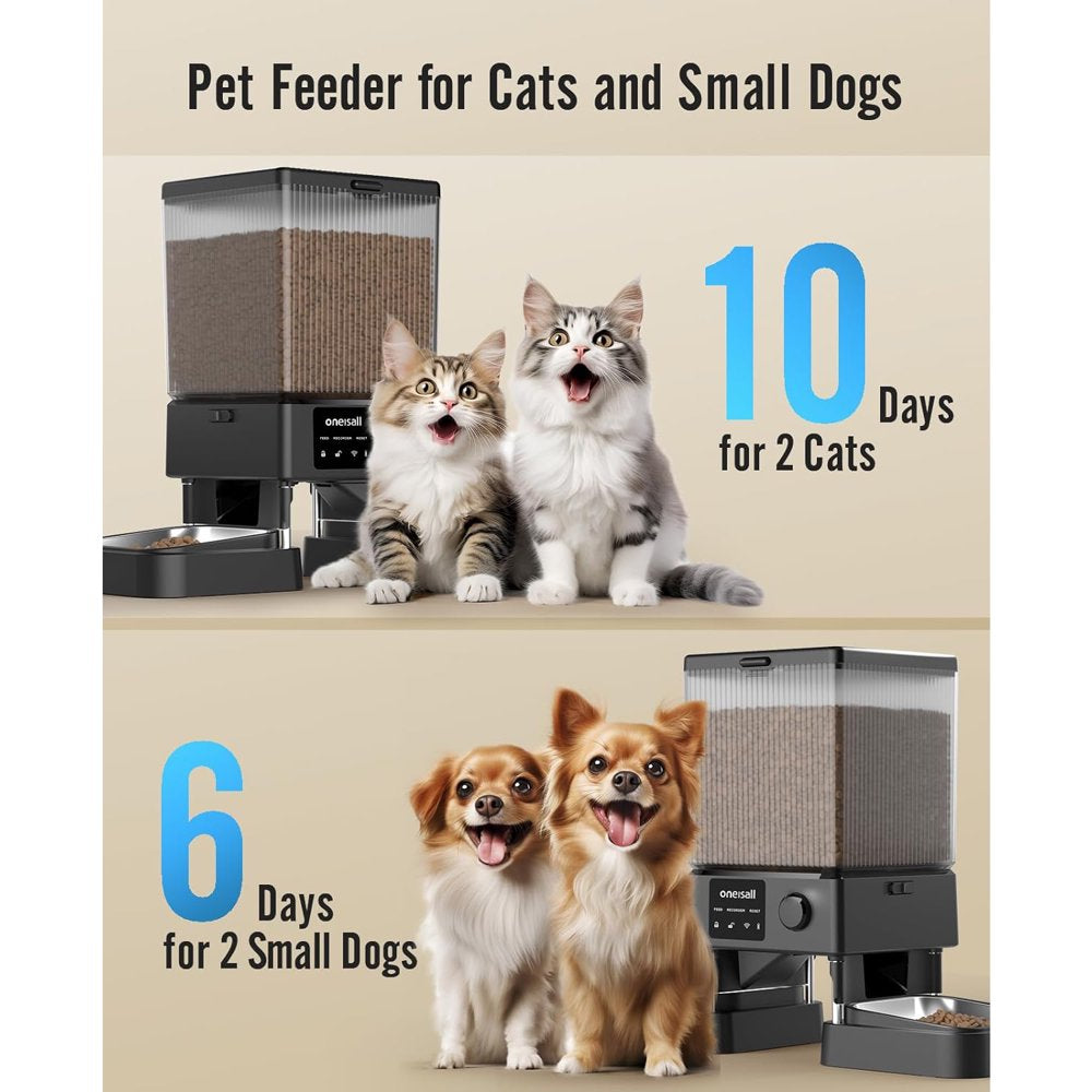 5L/20 Cups Automatic Cat Dog Feeder with 5G Wifi & APP Control, PFD-002 PRO Double Bowl Cat Food Dispenser with 1 Desiccant Bag, Timed Automatic Pet Feeder for 2 Cats/2 Small Dogs - Black